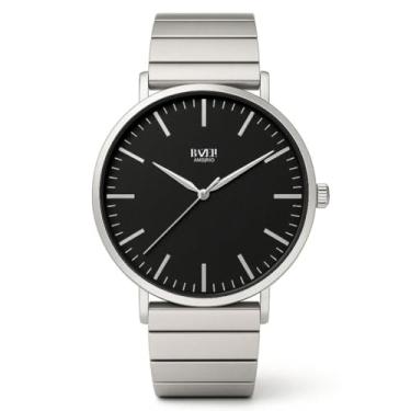 Imagem de Bazeli Relógio Masculino Elegante Bossa Nova 40 mm – Mostrador Preto Minimalista, Caixa Prateada em Aço Inox IPS, Pulseira de Aço estilo Piano Link, Design Holandês, Quartzo Japonês de Precisão