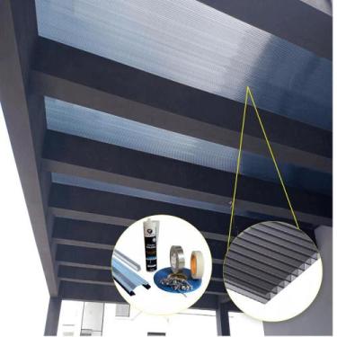 Imagem de Cobertura Policarbonato Alveolar 4,00m x 4,00m - Fume 4mm - RM Policar