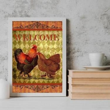 Imagem de Quadro Galo Galinha Country 45x34cm Moldura Preta - Quadros On-Line