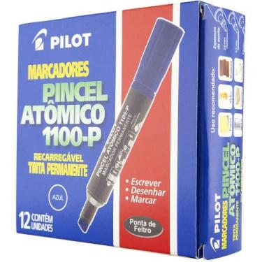 Imagem de Caixa com 12 Pincel Atomico 1100P Azul Recarregavel Pilot