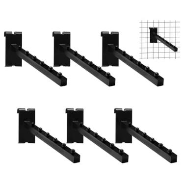 Imagem de HhdvdyWgd Pacote com 6 ganchos de parede de grade com 6 bolas, cabides de cascata de ferramenta de ferro para painel de grade de arame, acessórios de grade de parede – organização de varejo e casa