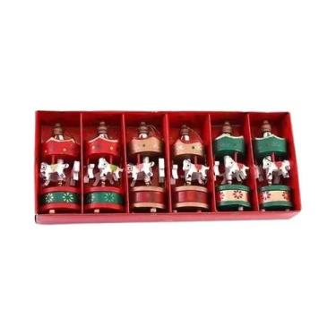 Imagem de Ornamentos de Natal para Árvore de Natal - Carrossel de Madeira com Ca