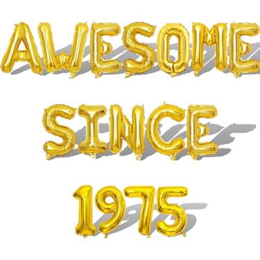 Imagem de Incrível bandeira de balões com letras douradas desde 1975, balões de 40,64 cm INCRÍVEL DESDE 1975, decoração de festa de aniversário de 50 anos, balões dourados, suprimentos de festa de formatura
