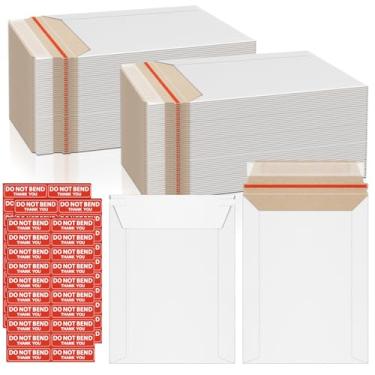 Imagem de CXIIPOL Pacote com 100 envelopes rígidos de 15 x 20 cm, envelopes de fotografia brancos resistentes de papelão plano protetor para fotos, documentos, CD, moedas, carimbos