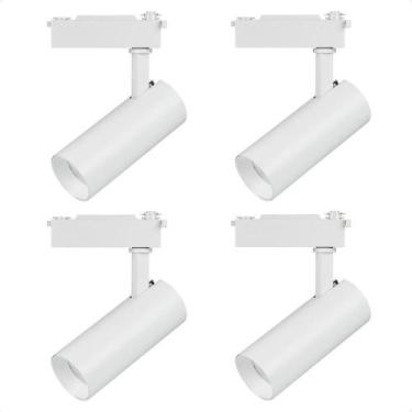 Imagem de Kit 4 Spot Longo Led Mr16 Para Trilho Eletrificado Branco 3000k Quente