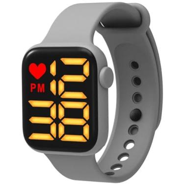 Imagem de Relogio Digital Infantil Led Menino Menina Masculino Feminino Criança De Pulso (Preto) (Cinza)