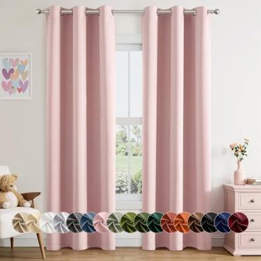 Imagem de MIULEE Cortinas blecaute rosa bebê para quarto de meninas, sala de estar, 203 cm de comprimento, 2 painéis, cortinas de escurecimento de quarto com isolamento térmico, ilhós sólidos, cortinas de