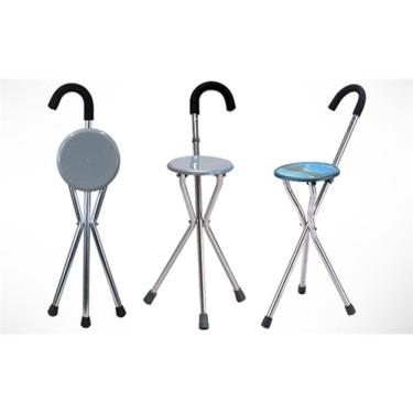 Imagem de Bengala Com Banco Assento Em Aluminio Dobravel Bastao Banqueta Banquinho Dobravel Para Idosos Fila Caminhada