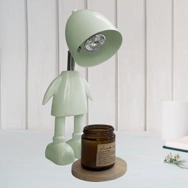 Imagem de XoooX Lâmpada de aquecedor de velas robô verde com temporizador – lâmpada de decoração de quarto e mesa de escritório para adultos, crianças e meninos; decoração de sala de jogos estética; diversão