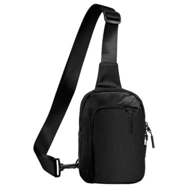 Imagem de Bolsa tiracolo com alça de ombro ajustável e bolsos com zíper, bolsa de peito leve de nylon, mochila multiuso para atividades ao ar livre, caminhadas, viagens, Preto