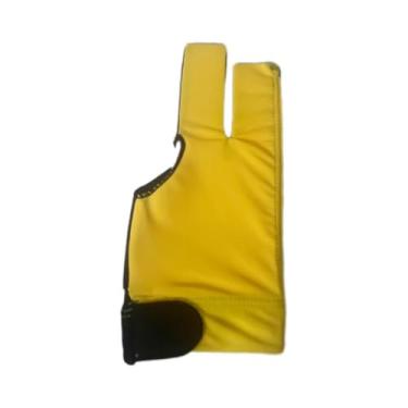 Imagem de Tachiuwa Luvas de bilhar com 3 dedos, luvas para taco de sinuca, antiderrapante, academia, mulheres, homens, adultos, luvas separadas para taco de piscina, amarelo