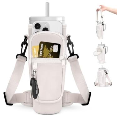 Imagem de Suporte para garrafa de água Roliwils com alça para Brumate Era & Stanley, bolsa tiracolo ajustável com mãos livres para caminhadas, acampamento, academia | Armazenamento no bolso do telefone |