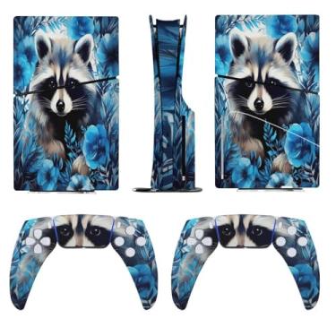 Imagem de Buyidec Adesivo para PS5 Slim Disc Cute Little Raccoon Skin Console Controlador Acessórios Capas Anime Vinil Capa Adesivo Conjunto Completo para Playstation5 Slim Disk Edition