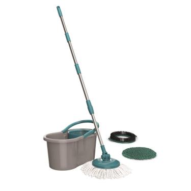 Imagem de Mop Giratório FlashLimp Fit 3 em 1 com Balde 8L, Cabo Telescópico e 3 Tipos de Refis - Cinza