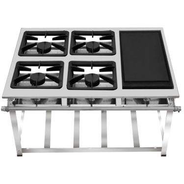 Imagem de Fogão Industrial 4 Bocas com Chapa Ap P5 em Aço Inox Leona