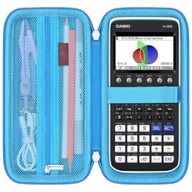 Imagem de Elonbo Estojo de transporte para Casio fx-9750GIII/ CASIO PRIZM FX-CG50/ fx-CG100/ 300ES Plus/ 991CW/991ES Plus 2 Calculadora gráfica/115ES Plus/300ES/ 300MS Calculadora científica padrão, azul + azul