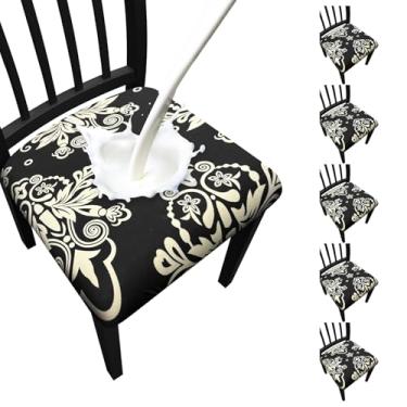 Imagem de Fafua Capas de assento impermeáveis para cadeiras de sala de jantar, conjunto de 6, capas elásticas removíveis para cadeiras de jantar, cozinha, hotel, festa