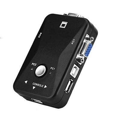Imagem de XUXHOU Switch USB 2.0 KVM Switch de Alta Velocidade Transmissão de Dados para Jogos on -line e Gravadores de Vídeo VGA Compartilhe Tamanho ABS 2 Adaptador de Portas (2 pessoas)