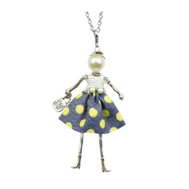 Imagem de OSCCI Colar de boneca de cristal Paris para mulheres, vestido bonito feito à mão com pingente de corrente longa, bijuteria de formatura, Metal, Sem Pedra Preciosa