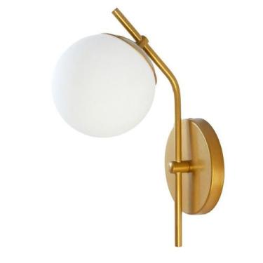 Imagem de Arandela Parede Inclinada Jabuticaba Globo Vidro Dourado - Single Ligh