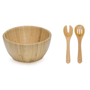 Imagem de Saladeira De Bambu Mod 19 Cm Pegadores Separados - Ecologica