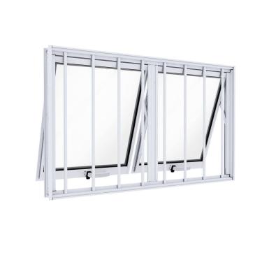 Imagem de Janela de Alumínio Máximo Ar Duplo Horizontal com Grade 60x100cm Lucasa Ideale Branco