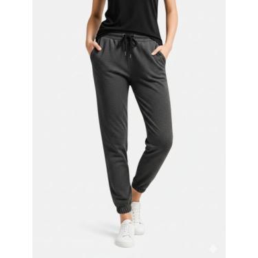 Imagem de Calça de Moletom Feminina Jogger Básica Chumbo Forrado Felpudo Flanela