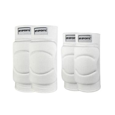 Imagem de Kit joelheira e cotoveleira infantil am sports, G, Branco