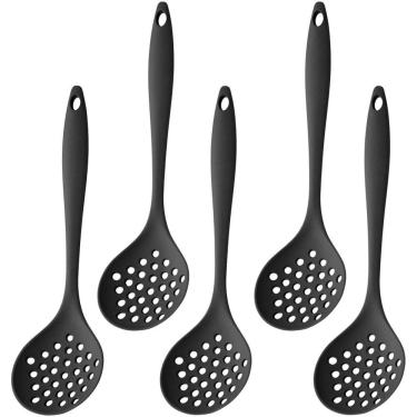 Imagem de Escumadeira De Silicone Preta Grande Kit 05 Un