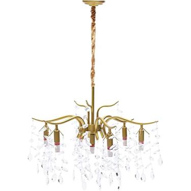 Imagem de Lustre moderno com franjas de galhos de árvores em forma de gota de chuva, lustre moderno com pingente de cristal K9, corrente suspensa, iluminação ajustável, luminária para sala de estar, q