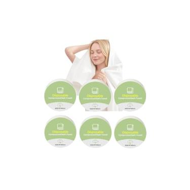 Imagem de 6 pçs tabletes de toalha comprimida descartável grande toalha de viagem de banho reutilizável para hotel, acampamento, esportes, caminhadas, praia, natação, férias 70 x 101 cm