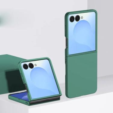 Imagem de Capa protetora para Galaxy Z Flip6 Candy Cute Skin Feel (para Galaxy Z Flip6/verde escuro)