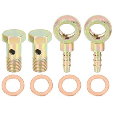 Imagem de X AUTOHAUX 2 conjuntos de 10 mm Banjo Mangueira Barb Bolt Fittings Banjo Bolt Washer Bronze Tone Metal para motocicleta carro