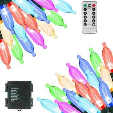 Imagem de Green Convenience Luzes de Natal 20 metros 200 luzes LED operadas por bateria com função de memória temporizador ou luz de fada à prova d'água alimentada por bateria para decoração interna e externa