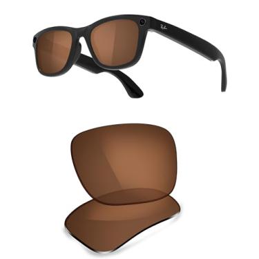 Imagem de ThunderClap Lentes de substituição polarizadas compatíveis com óculos inteligentes Ray-Ban Meta Wayfarer RW4006 50 mm - Tijolo queimado