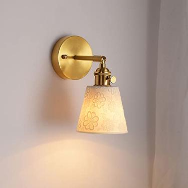 Imagem de Luminária de parede de cerâmica branca, luminária de parede ajustável, luminária de decoração de sala de estar em latão, abajur de cabeceira para quarto, arandelas de parede internas para co