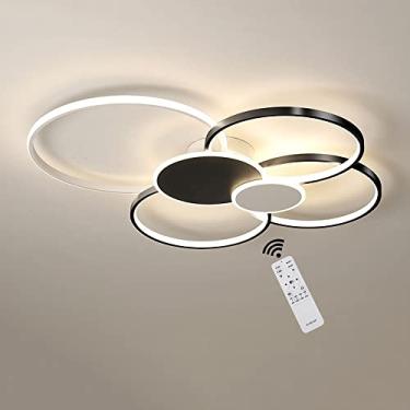 Imagem de Luminária de teto LED moderna com controle remoto 93W, lustre de teto embutido regulável, luminária de teto de acrílico de 100 cm para ilha de cozinha, sala de estar, sala de jantar, quarto,