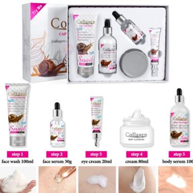 Imagem de Kit de cuidados com a pele Collagen Snail, 7 unidades com sérum facial e máscara