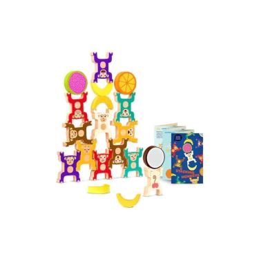 Imagem de Brinquedo empilhável BattAtToy Education 46166 Wood Monkeys