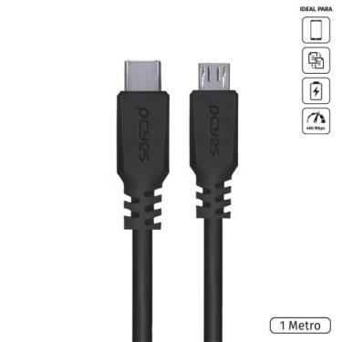 Imagem de Cabo para Celular Smartphones USB Tipo C para Micro USB 2.0 1 Metro Pr