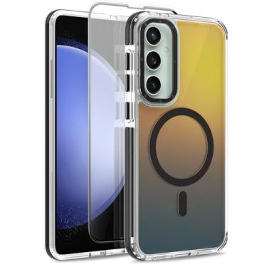 Imagem de MOWIME Capa magnética para Samsung Galaxy S23 FE 5G [compatível com Magsafe] [lindo design fluorescente moderno] [1 protetor de tela] capa fosca translúcida fina para Galaxy S23 FE 5G 6,4 polegadas