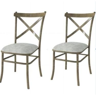 Imagem de Kit 2 Cadeiras Decorlidi Confortavel Estilo Industrial, Estrutura Ouro