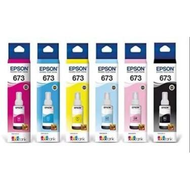 Imagem de KIT 6 REFIL DE TINTA para impressora T673. 01 BLACK, 01 CYAN, 01 YELLO
