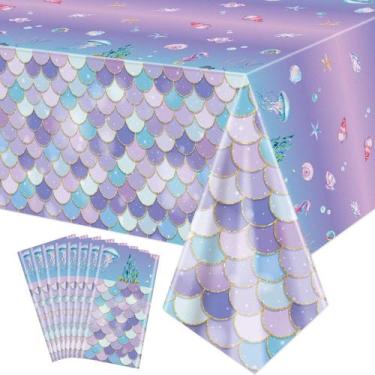 Imagem de Toalhas de mesa XJLANTTE Mermaid Birthday 130x220cm (8 unidades)