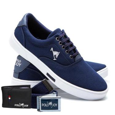 Imagem de Sapatênis Casual Lona Kit com Carteira e Cinto Dia a Dia - Polo Joy, 4