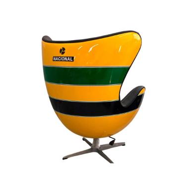 Imagem de Poltrona Decorativa Egg Chair Capacete Nacional Senna Verde/Amarelo G53 - Gran Belo
