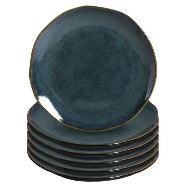 Imagem de Jogo Pratos Sobremesa Cerâmica Stoneware Orgânico Oceano 6