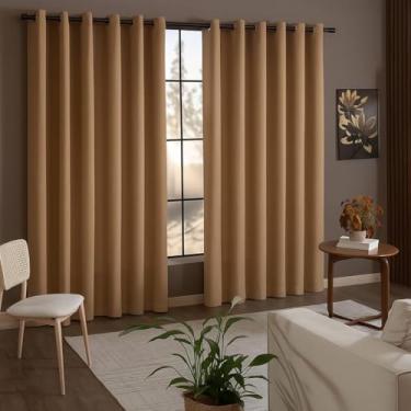 Imagem de Cortina Black-Out Dublada 2,80 x 1,70 m Kaki, 100% Poliéster, Redução de Luz e Ruído, Tecido Duplo Durável – W Menegatti