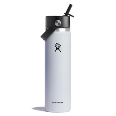 Imagem de Hydro Flask Garrafa com tampa de canudo flexível de 680 g - aço inoxidável isolado - tampa larga de palha, não derrama, à prova de vazamento em branco