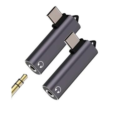 Imagem de Adaptador USB C para auxiliar de fone de ouvido de 3,5 mm (pacote com 2) Adaptador de carregador de áudio DAC tipo C para iPhone15 16 Pro para Apple para iPad, compatível com Samsung Splitter